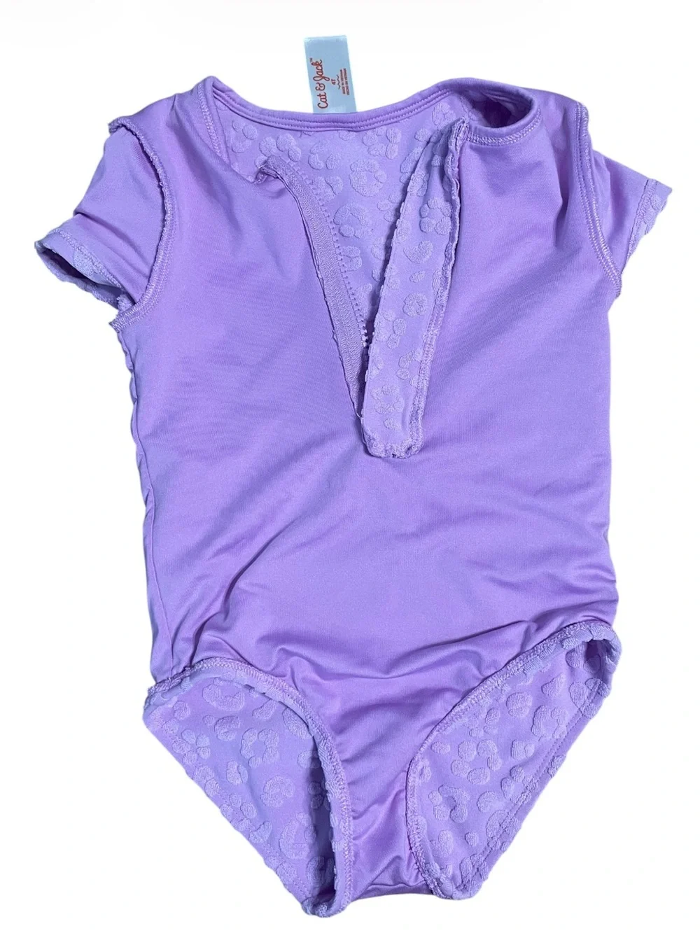 Cat & Jack Lilac Short-Sleeve One-Piece Swimsuit